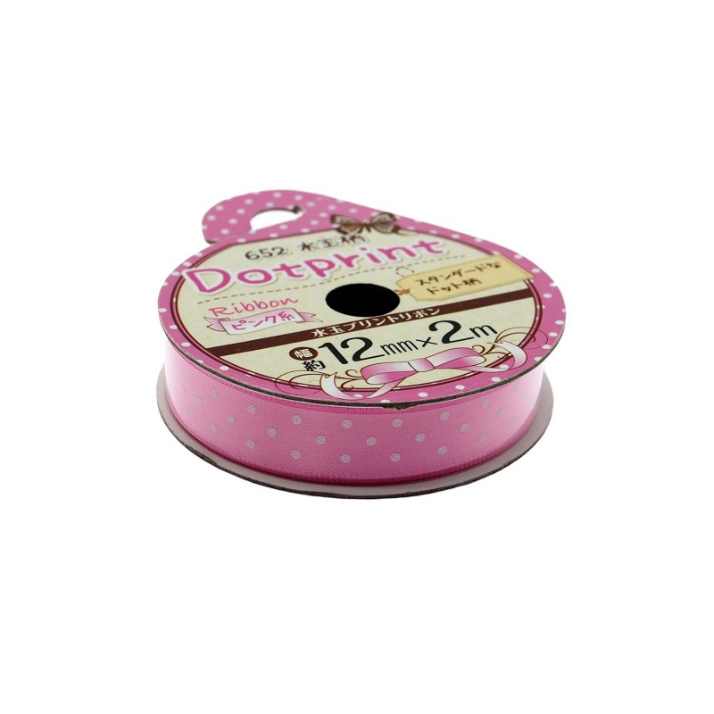 Ribbon Printed Small Dots Pink 12mm x 2m